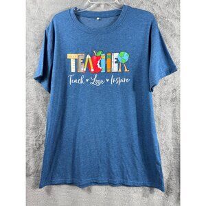 Teacher Graphic T-Shirt "Teach Love Inspire" Blue